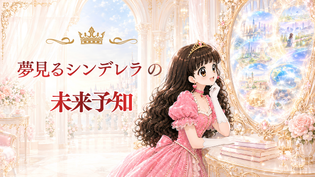 魔法の鏡を除いている夢見るシンデレラ